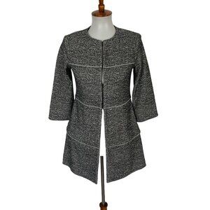 Cabi The Times Jacket XXS Tweed Hook Eye Closure Black White Career Classic‎